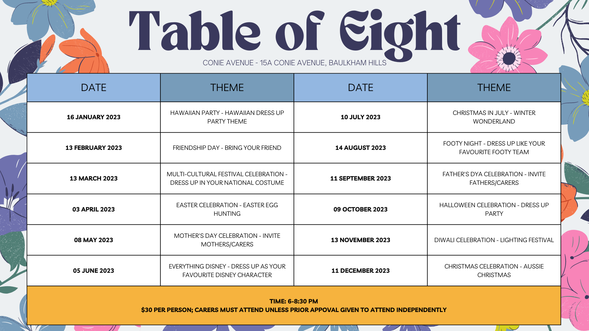 Table of Eight 2023 Conie Avenue