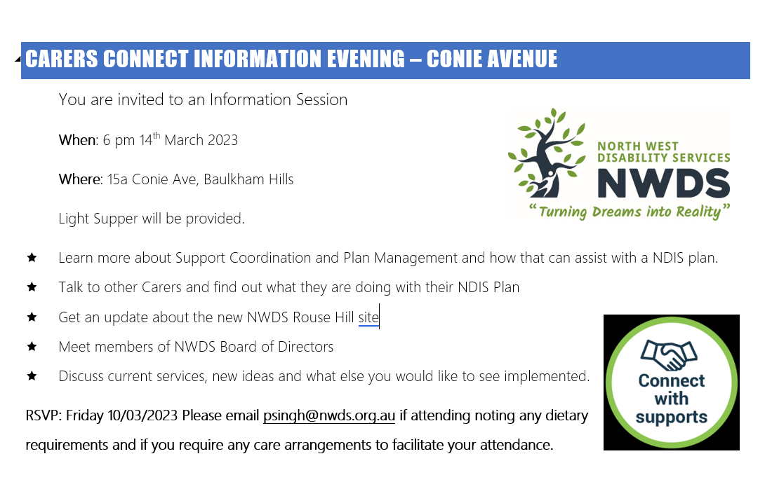 Carers Information Evening 14th March 2023